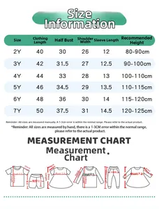 Detailed size chart for boys cotton t-shirt with measurements for ages 2Y to 7Y in cm