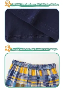 Détail de l'ourlet à double couture et de la taille élastique sur l'ensemble en coton enfant