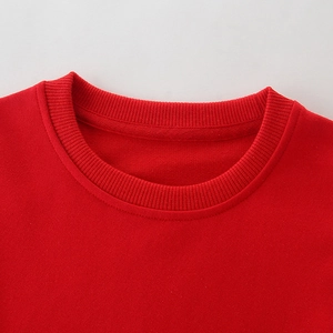 Classic red round neck sweatshirt for kids with ribbed collar and soft terry fabric detail
