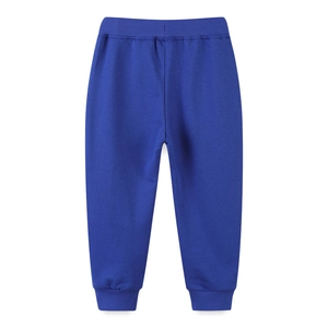 Royal blue joggers for boys featuring elastic ribbed waistband and cuffs in a soft fabric