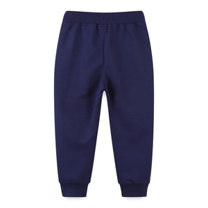 Classic dark blue boy's sweatpants with elastic waist and ribbed cuffs for sports