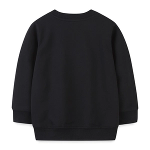 Boys' long-sleeve black dinosaur sweatshirt, comfortable ribbed crewneck back view
