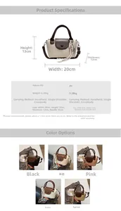 Detailed view showing vintage PU leather crossbody bag in black, white, pink, and green