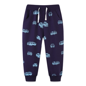 Pantalon de jogging bleu marine pour garçon avec motif vintage et cordon de serrage blanc