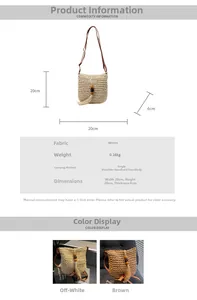 Dettaglio borsa da spiaggia intrecciata 20x20x6cm nei colori beige e marrone