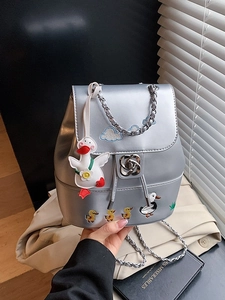 Mode Gstickt Cartoon Ente PU Leder Mini Rucksack Süß Wolke Muster Kette Umhängetasche Mit Plüsch Ente Anhänger