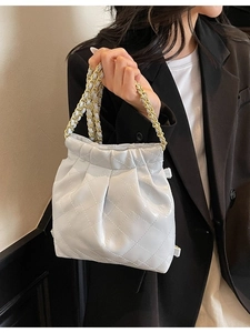 Sac Seau Plissé Matelassé en Losange pour Femmes Mode Chaîne Sac à Épaule Sac à Dos Polyvalent en Cuir PU pour Quotidien