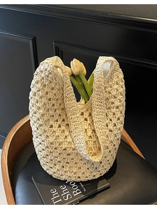 Women Large Capacity Straw Woven Shoulder Bag Hollow Hobo Tote For Summer Beach Vacation Casual Handmade Travel Bag