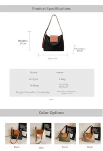 Spécifications de taille et options de couleurs du sac fourre-tout plissé souple