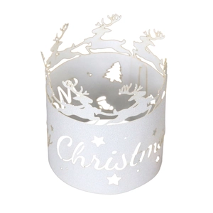 White Christmas reindeer snowflake lantern hollow candle holder with star tree design