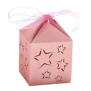 Hollow Star Candy Box Pearlescent Paper Ribbon Laser Cut Wedding Party Birthday Gift Wrapping Favor Decoration