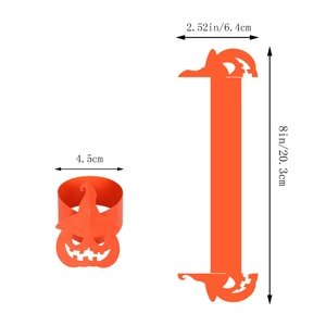 Detailed dimensions of orange pumpkin paper napkin ring for Halloween table decor