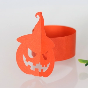 Orange pumpkin wizard hat napkin ring holder for Halloween party table decoration