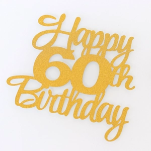 Detailaufnahme goldener Glitzer 60. Geburtstag Kuchendeko mit funkelnder Textur