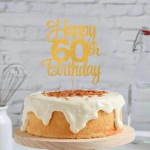 Goldener Glitzer Happy Birthday Tortenaufsatz Dekoration Für Den 18. Und 60. Geburtstag Jubiläumsfeier Zubehör Kuchenstecker
