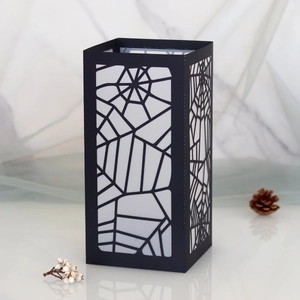 Halloween black spider web hollow paper lampshade with pumpkin lantern decorative light