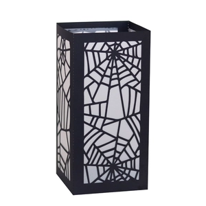 Detail view of Halloween black laser-cut spider web paper lantern cover decoration