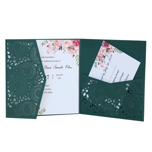 Elegant Laser Cut Wedding Invitation Set Pearl Paper Hollow Floral Invitations Envelope Inner Cards Engagement Party Supplies