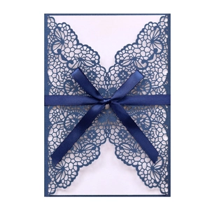 Invitations de Mariage Découpe Laser Papier Perlé Dentelle Papillon Fleur Design Nœud Cartes Pour Mariage Anniversaire Fête Célébration