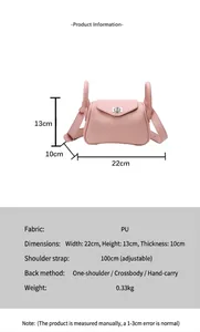 Pink lychee textured bucket bag with dimensions 22x13x10cm and adjustable strap detail