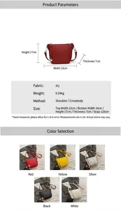 Guide des dimensions détaillées et options de couleurs pour le grand sac seau en PU