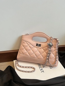Fashion Women Quilted PU Crossbody Bag With Metal Chain Strap Small Square Handbag Lock Closure Shoulder Bag For Daily Summer