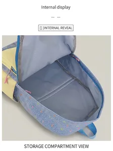 Internal view showing the spacious blue main compartment of this school backpack