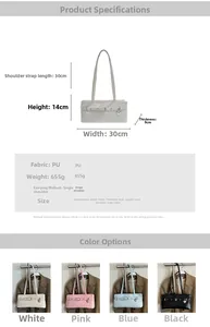 Detailed dimension chart and specifications for the minimalist heart pendant underarm bag
