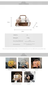 Detailed chart showing small crossbody bag dimensions and five available color variants
