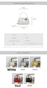 Detailed size chart of the litchi pattern PU crossbody bag with metal chain strap