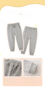 Pantalon de jogging gris pour enfants avec cordon décoratif et chevilles élastiques