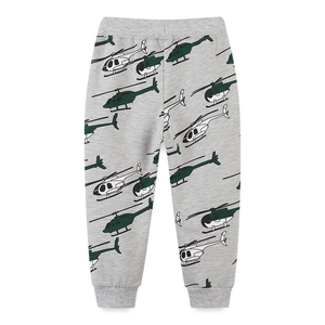 Pantalon de Jogging en Coton pour Garçons Imprimé Hélicoptère Gris Enfants Pantalon de Sport Automne Décontracté École Pantalon Respirant