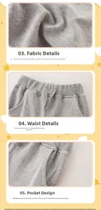 Détails du jogging gris pour garçons avec taille élastique et tissu en maille douce