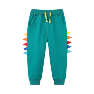 Toddler Boys 100% Cotton Dinosaur Spike Jogger Pants Autumn Soft Elastic Waist Casual Long Trousers For Kids Sporty Sweatpants
