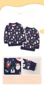 Kids long sleeve sweatshirt with festive Christmas prints and ribbed elastic cuffs