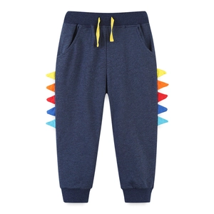 Pantalones Deportivos de Algodón para Niños Con Decoración de Aleta de Dinosaurio Cintura Elástica Cordón para Niños