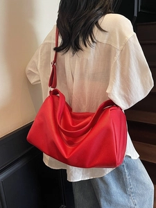 Minimalist red large capacity leather crossbody pillow bag for women daily commute style