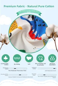 Dettaglio del tessuto in cotone naturale 100% con stampe dinosauri per bambini