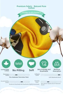 Gros plan détaillé du tissu 100% coton naturel avec motif de dessin animé jaune