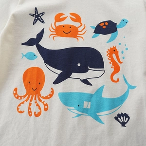 Ensemble t-shirt enfant en coton avec imprimé dessin animé d'animaux marins
