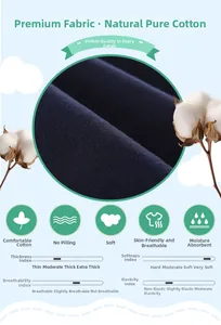 Détail du tissu en maille de coton bleu marine montrant la texture et les propriétés douces