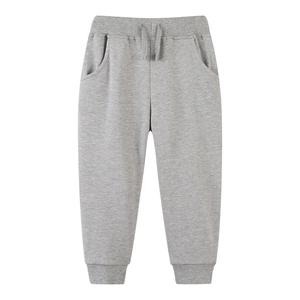 Pantalon de jogging gris pour enfants avec taille élastique et bords-côtes