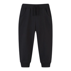 Pantalon de jogging noir pour enfants en coton avec cordon et chevilles côtelées