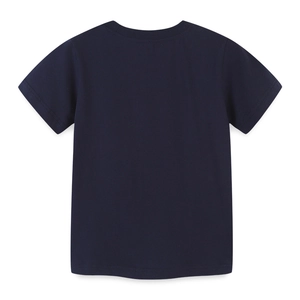 T-shirt en coton bleu foncé pour garçons avec vue arrière et col rond classique pur
