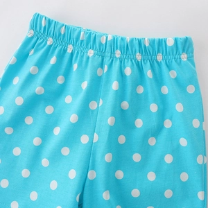 Short pour filles bleu clair à pois en coton tricoté avec taille élastique confortable