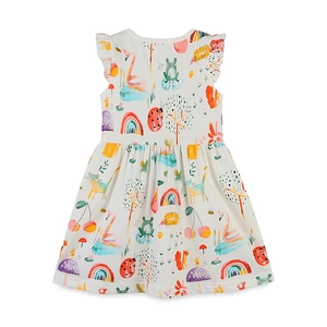 Robe d'été pour filles en coton avec motifs colorés d'animaux et de nature
