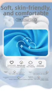 Detailed view of high-density blue combed cotton fabric showing fine knit texture and softness
