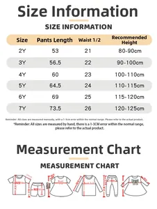 Size information guide for girls embroidered joggers showing length and waist measurements