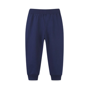 Boys' navy cotton joggers with elastic waist and ribbed cuffs for casual autumn wear