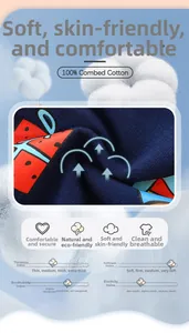Detailed texture of dark blue sweater fabric made from 100% combed cotton with gift print